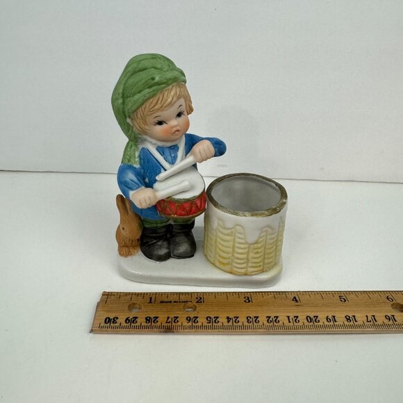 Vtg Jasco 70s Christmas Little Drummer Boy Tea Light Holder Ceramic Holiday READ - Picture 1 of 11